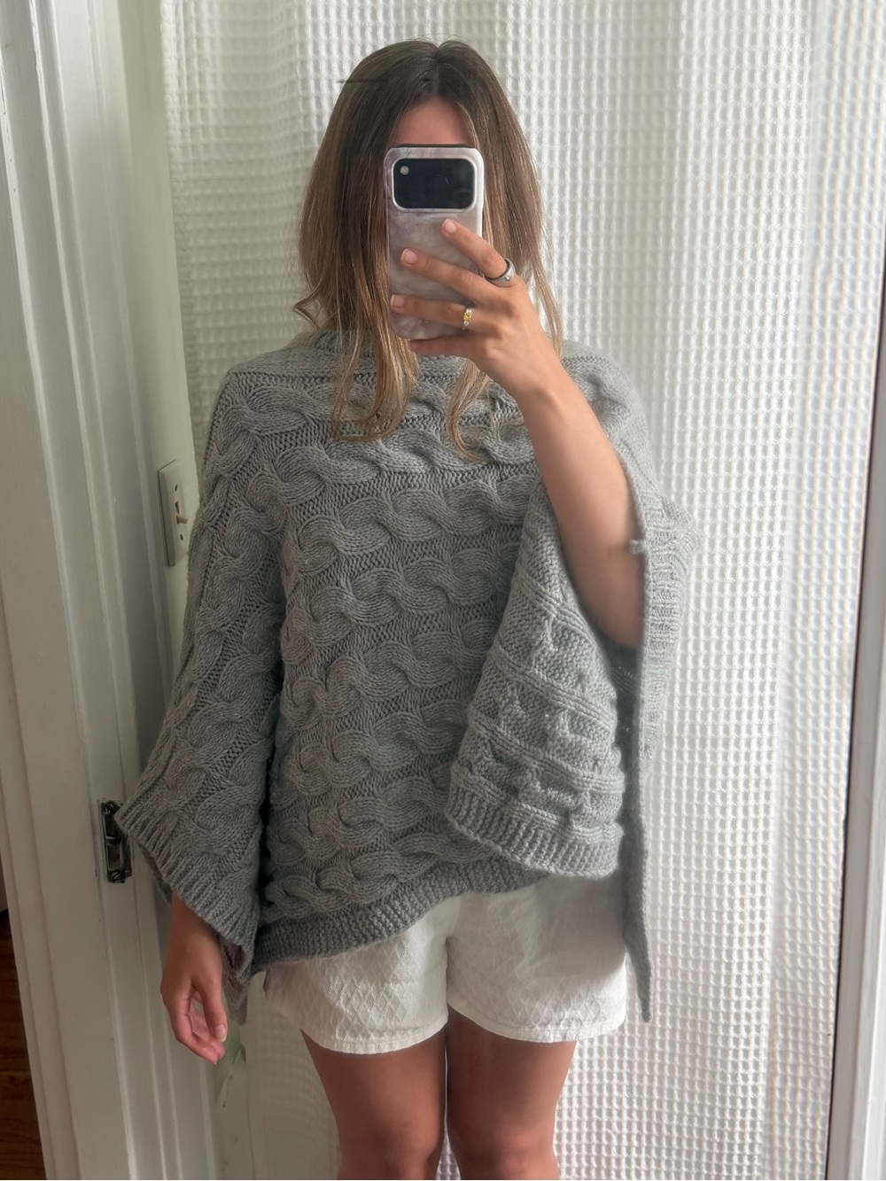 Cable-Knit Poncho Sweater